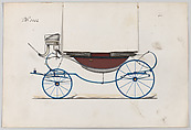 Design for Landau, No. 3052, Brewster & Co. (American, New York), Pen and black ink, watercolor and gouache, with gum arabic