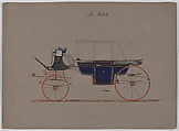 Design for Landau, No. 3640, Brewster & Co.  American, Pen and black ink, watercolor and gouache with gum arabic