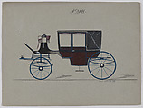 Design for Landau, No. 3688, Brewster & Co.  American, Pen and black ink, watercolor and gouache with gum arabic