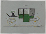 Design for Landau, No. 3932, Brewster & Co.  American, Pen and black ink, watercolor and gouache with gum arabic