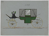Design for Landau, No. 3935, Brewster & Co.  American, Pen and black ink, watercolor and gouache with gum arabic