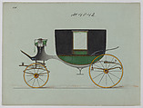 Design for Landau, No. 4042, Brewster & Co.  American, Pen and black ink, watercolor and gouache with gum arabic and metallic  ink