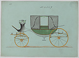 Design for Landau, No. 4059, Brewster & Co.  American, Pen and black ink, watercolor and gouache
