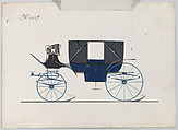 Design for Landau, No. 3027, Brewster &amp; Co. (American, New York), Pen and black ink, watercolor and gouache with gum arabic and metallic ink