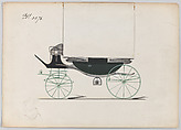 Design for Landau, No. 3076, Brewster & Co. (American, New York), Pen and black ink, watercolor and gouache with gum arabic