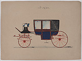 Design for Landau, No. 3620, Brewster & Co.  American, Pen and bla ck ink, watercolor and gouache with gum arabic