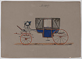 Design for Landau, No. 3647, Brewster & Co.  American, Pen and black ink, watercolor and gouache with gum arabic