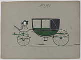 Design for Landau, No. 3727, Brewster & Co.  American, Pen and black ink, watercolor and gouache with gum arabic