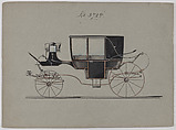Design for Landau, No. 3728, Brewster & Co.  American, Pen and black ink, watercolor and gouache with gum arabic