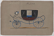 Design for Landau, No. 3746, Brewster & Co. (American, New York), Pen and black ink, watercolor and gouache with gum arabic
