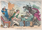 A Friendly Visit, Thomas Rowlandson British, Hand-colored etching and stipple