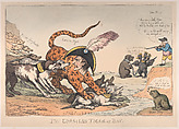 The Corsican Tiger at Bay!, Thomas Rowlandson British, Hand-colored etching