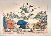 Friends and Foes–Up He Goes–Sending the Corsican Munchausen to St. Cloud's, Thomas Rowlandson British, Hand-colored etching