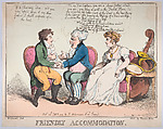 Friendly Accommodation, Thomas Rowlandson  British, Hand-colored etching