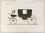 Design for Landau, No. 3044, Brewster &amp; Co. (American, New York), Pen and black ink, watercolor and gouache with gum arabic and metallic ink
