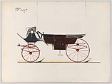Design for Landau, No. 3057, Brewster & Co.  American, Pen and black ink, watercolor and gouache
