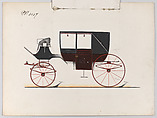Design for Landau, No. 3057, Brewster &amp; Co. (American, New York), Pen and black ink, watercolor and gouache