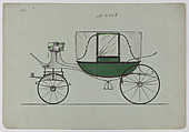 Design for Landau, No. 4018, Brewster & Co.  American, Pen and black ink, watercolor and gouache with gum arabic