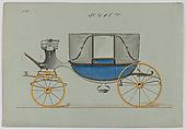 Design for Landau, No. 4054, Brewster & Co. American, Pen and black ink, watercolor and gouache with gum arabic and metallic ink