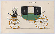 Design for Landau, No. 4098, Brewster & Co.  American, Pen and black ink, watercolor and gouache with gum arabic