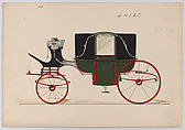 Design for Landau, No. 4120, Brewster & Co.  American, Pen and black ink, watercolor and gouache with gum arabic