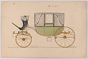 Design for Landau, No. 4150, Brewster & Co.  American, Pen and black ink, watercolor and gouache