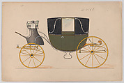 Design for Landau, No. 4158, Brewster & Co.  American, Pen and black ink, watercolor and gouache with gum arabic