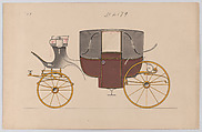 Design for Landau, No. 4179, Brewster & Co.  American, Pen and black ink, watercolor and gouache with gum arabic