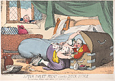 After Sweet Meat Comes Sour Sauce, or Corporal Casey Got into the Wrong Box, Thomas Rowlandson  British, Hand-colored etching