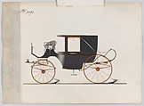 Design for Landaulet, no. 3072, Brewster &amp; Co. (American, New York), Pen and black ink, watercolor and gouache with gum arabic