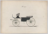 Design for Landaulet, no. 3098, Brewster & Co.  American, Pen and black ink, watercolor and gouache with gum arabic