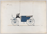 Design for Landaulet, no. 3152, Brewster & Co. (American, New York), Pen and black ink, watercolor and gouache with metallic ink