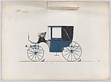 Design for Landaulet, no. 3152, Brewster &amp; Co. (American, New York), Pen and black ink, watercolor and gouache with metallic ink