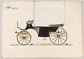 Design for Landaulet, no. 3229, Brewster & Co. (American, New York), Pen and black ink, watercolor and gouache with gum arabic
