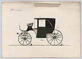 Design for Landaulet, no. 3233, Brewster &amp; Co. (American, New York), Pen and black ink,watercolor and gouache with gum arabic