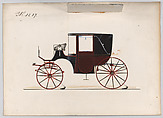 Design for Landaulet, no. 3237, Brewster &amp; Co. (American, New York), Pen and black ink, watercolor and gouache with gum arabic and metallic ink