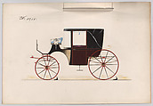 Design for Landaulet, no. 3255, Brewster &amp; Co. (American, New York), Pen and black ink, watercolor and gouache with gum arabic and metallic ink
