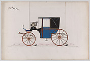 Design for Landaulet, no. 3304, Brewster & Co. (American, New York), Pen and black ink,watercolor and gouache with gum arabic and metallic ink