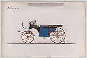 Design for Landaulet, no. 3304, Brewster &amp; Co. (American, New York), Pen and black ink,watercolor and gouache with gum arabic and metallic ink