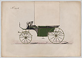 Design for Landaulet, no. 3358, Brewster & Co.  American, Pen and black ink, watercolor and gouache with gum arabic and metallic ink