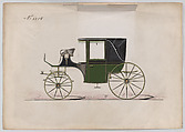 Design for Landaulet, no. 3358, Brewster &amp; Co. (American, New York), Pen and black ink, watercolor and gouache with gum arabic and metallic ink