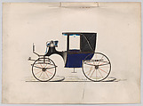 Design for Landaulet, no. 3468, Brewster &amp; Co. (American, New York), Pen and black ink, watercolor and gouache with gum arabic and metallic ink