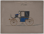 Design for Landaulet, no. 3722, Brewster & Co. (American, New York), Pen and black ink, watercolor and gouache with gum arabic