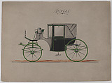Design for Landaulet, no. 3825, Brewster & Co.  American, Pen and black ink, watercolor and gouache with gum arabic