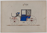 Design for Landaulet, no. 3861, Brewster & Co.  American, Pen and black ink, watercolor and gouache with gum arabic
