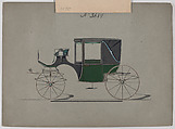 Design for Landaulet, no. 3684, Brewster &amp; Co. (American, New York), Pen and black ink, watercolor and gouache with gum arabic