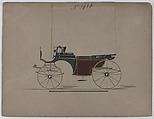 Design for Landaulet, no. 3686, Brewster &amp; Co. (American, New York), Pen and black ink, watercolor and gouache with gum arabic
