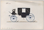 Design for Landau, No. 3061, Brewster &amp; Co. (American, New York), Pen and black ink, watercolor and gouache with gum arabic
