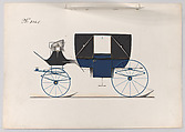 Design for Landau, No. 3045, Brewster &amp; Co. (American, New York), Pen and black ink, watercolor and gouache, with gum arabic