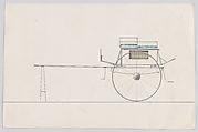 Design for Dog Cart (French?), Anonymous, French, 19th century  French, Pen and black ink, watercolor and gouache